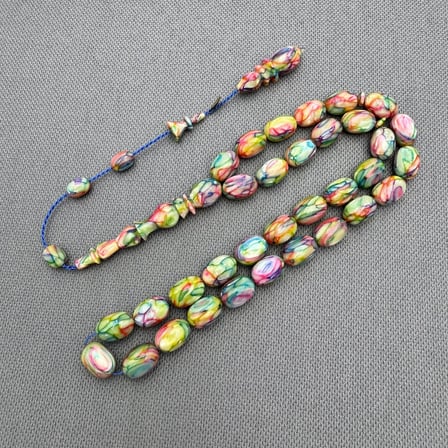 Dalgıç Usta Usta İşçilikli Özel Seri Multi Color Fransız Galalith ( Galanit ) Tespih