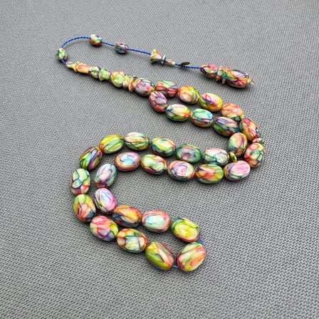 Dalgıç Usta Usta İşçilikli Özel Seri Multi Color Fransız Galalith ( Galanit ) Tespih