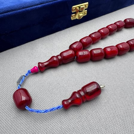 Zeyzun Usta İşçilikli Osmanlı Benzetme Vişne Bordo Hareli Kapsül Kesim Maskot Efe Boy Tespih