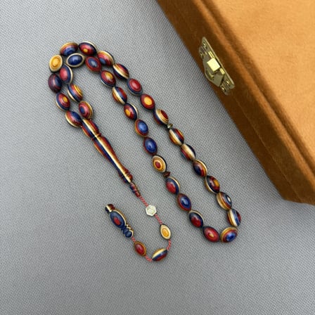 Mustafa İSKENDER Usta İşçilikli Multi Color Beyzi Kesim Kafur Ağacı Tespih