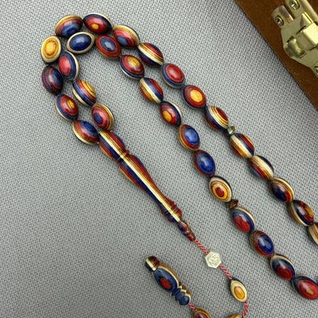 Mustafa İSKENDER Usta İşçilikli Multi Color Beyzi Kesim Kafur Ağacı Tespih