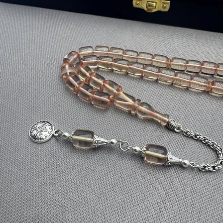 Alpaka Püsküllü Kapsül Kesim Şeffaf Renk Sıkma Kehribar Tespih