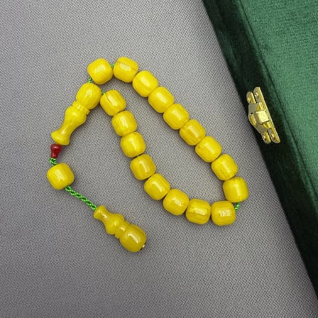 Zeyzun Usta İşçilikli Tam Bilek Boy Yoğun Dik Hareli Efe Maskot Sıkma Kehribar Tespih