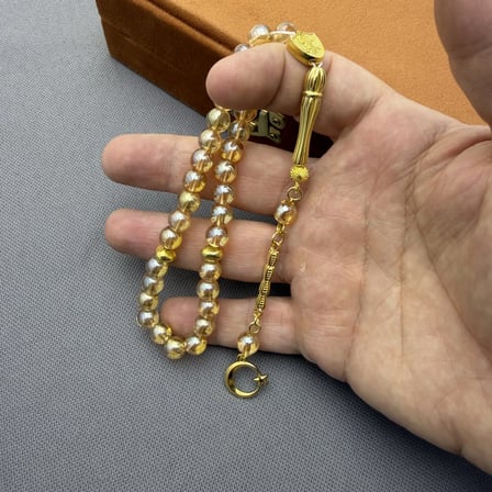 Reis Dizayn Myanmar İnci Benzetmesi Bal Köpüğü Rengi Tespih
