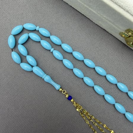 925 Ayar Gümüş Püsküllü Bebe Mavisi Beyzi Kesim Özel Tasarım Üst Kalite alman Bakalit Tespih