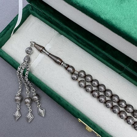 Özel Nakkaş İmameli Hediyelik 25bin Gümüş Çakımlı Vip Tespih