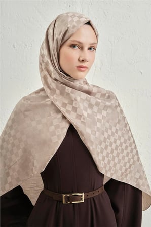 Elegance J.İpek Pamuk Dama Şal - 75 x 195
