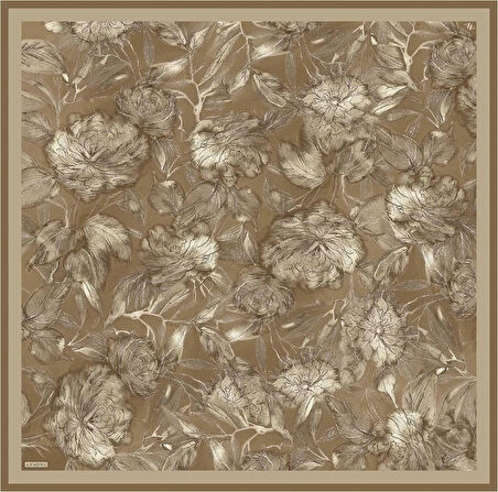 Çiçek Desenli Twill İpek Eşarp -2025/2026 -9409D
