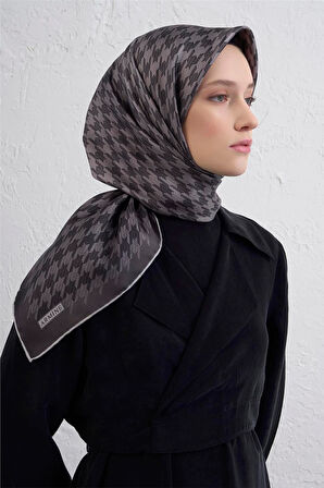 Klasik DesenliTwill İpek Eşarp -2025/2026 -9434D