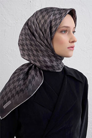 Klasik DesenliTwill İpek Eşarp -2025/2026 -9434D