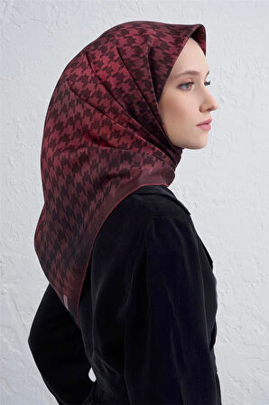 Klasik DesenliTwill İpek Eşarp -2025/2026 -9434D