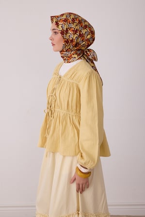 Geometrik Desen %100 Twill İpek Eşarp BE02-02