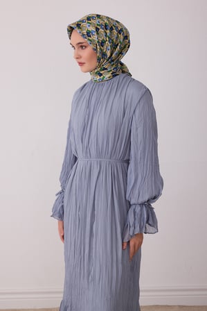 Geometrik Desen %100 Twill İpek Eşarp BE02