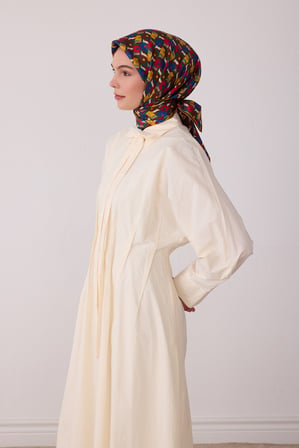 Geometrik Desen %100 Twill İpek Eşarp BE02-82