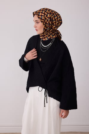 Geometrik Desen %100 Twill İpek Eşarp BE07-02