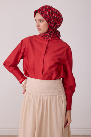 Geometrik Desen %100 Twill İpek Eşarp BE07