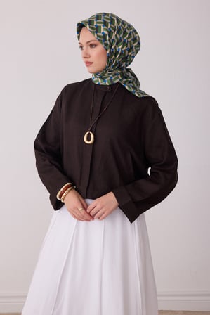 Geometrik Desen %100 Twill İpek Eşarp BE07