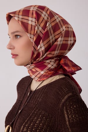 Geometrik Desen %100 Twill İpek Eşarp BE21