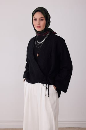 Geometrik Desen %100 Twill İpek Eşarp BE11