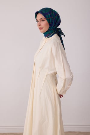 Geometrik Desen %100 Twill İpek Eşarp BE11