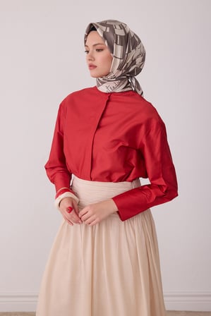 Geometrik Desen %100 Twill İpek Eşarp BE11