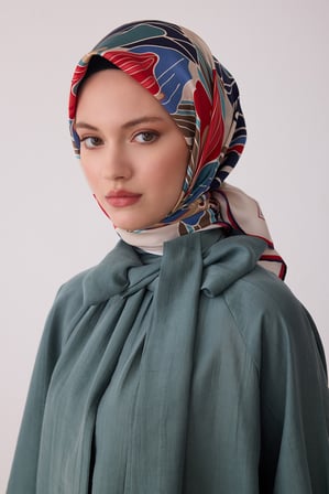 Çiçek Desen %100 Twill İpek Eşarp BE13-32