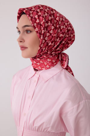 Geometrik Desen %100 Twill İpek Eşarp BE03-52