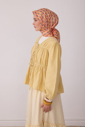 Geometrik Desen %100 Twill İpek Eşarp BE03-81