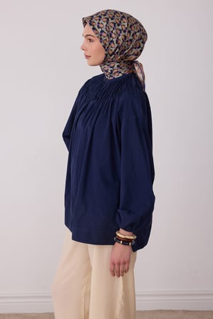 Geometrik Desen %100 Twill İpek Eşarp BE03-83