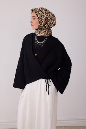 Geometrik Desen %100 Twill İpek Eşarp BE03-84