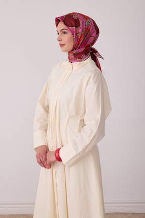 Geometrik Desen %100 Twill İpek Eşarp BE00-07