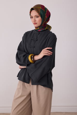 Geometrik Desen %100 Twill İpek Eşarp BE01