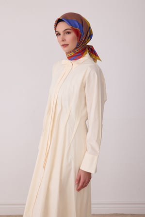 Geometrik Desen %100 Twill İpek Eşarp BE01