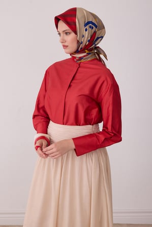 Obje Desen %100 Twill İpek Eşarp BE09-81