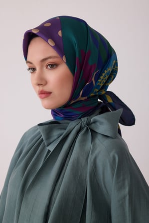 Obje Desen %100 Twill İpek Eşarp BE09-80