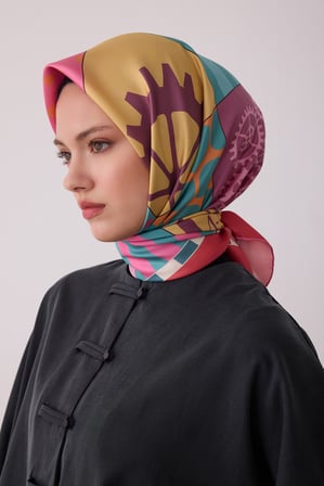 Obje Desen %100 Twill İpek Eşarp BE09-37