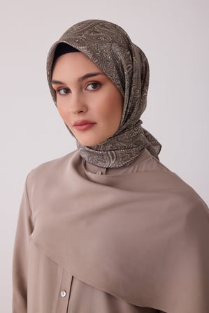 Etnik Desen %100 Twill İpek Eşarp BE04