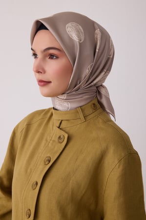 Geometrik Desen %100 Twill İpek Eşarp BE27