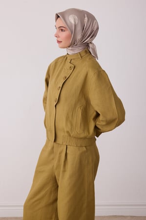 Geometrik Desen %100 Twill İpek Eşarp BE27