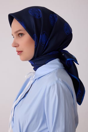 Geometrik Desen %100 Twill İpek Eşarp BE27