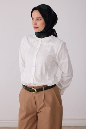 Geometrik Desen %100 Twill İpek Eşarp BE27