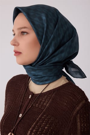 Geometrik Desen %100 Twill İpek Eşarp BE25
