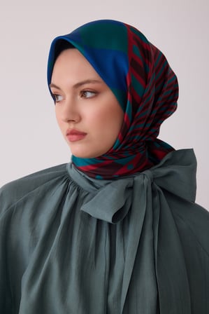 Geometrik Desen %100 Twill İpek Eşarp BE01-81