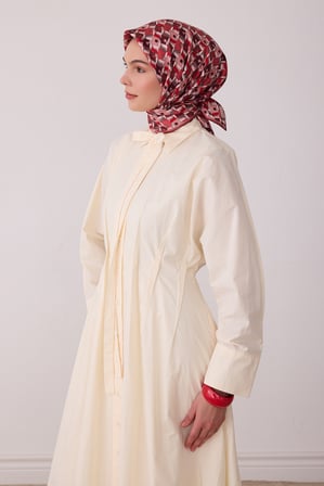 Geometrik Desen %100 Twill İpek Eşarp BE02-03