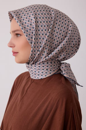 Monogram Desen %100 Twill İpek Eşarp BE18-09