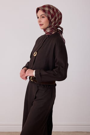 Geometrik Desen %100 Twill İpek Eşarp BE21