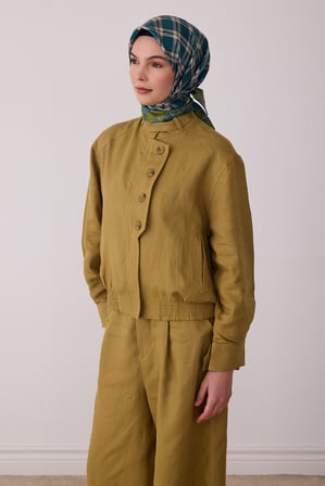 Geometrik Desen %100 Twill İpek Eşarp BE21