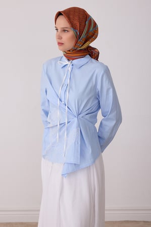 Geometrik Desen %100 Twill İpek Eşarp BE23