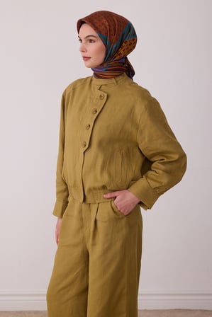 Geometrik Desen %100 Twill İpek Eşarp BE23