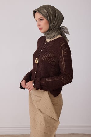 Geometrik Desen %100 Twill İpek Eşarp BE25